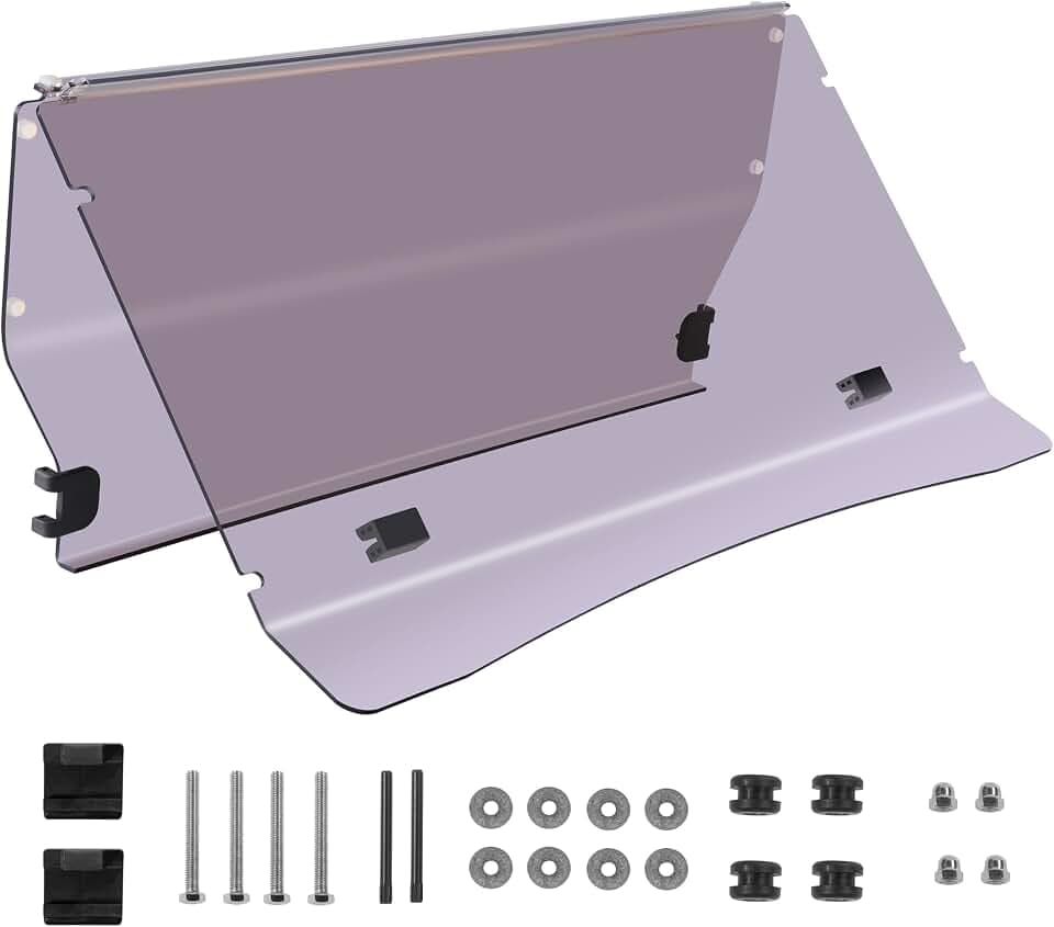 Foldable Golf Cart Windshield for Evolution D5, Tinted Acrylic, 3/16" Thickness, UV Resistant, Anti-Yellowing