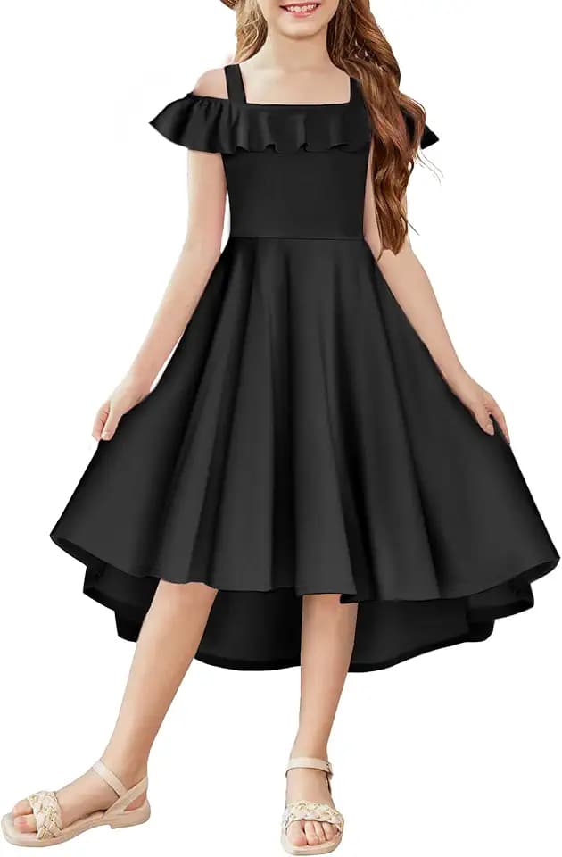 Arshiner Girls Summer Dress Off Shoulder Midi Formal Dresses with Pocket