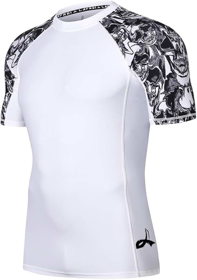 LAFROI Herren-Rashguard mit kurzen Ärmeln, LSF 50+, Basisschicht, Kompressionshirt