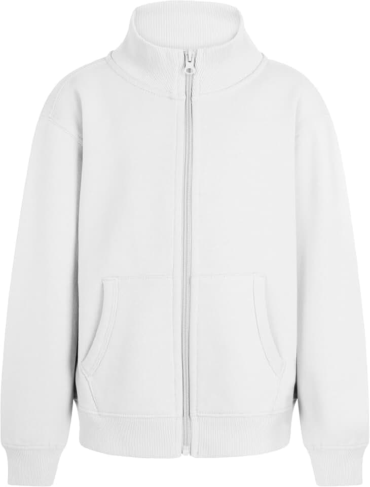 Mukua Unisex Kinder Sz270k- Cooper Kids; Sudadera Niño Cremallera; Color White; Talla 7/8 Kinder-Sweatshirt Ohne Kapuze, Weiß, 7-8 Jahre EU