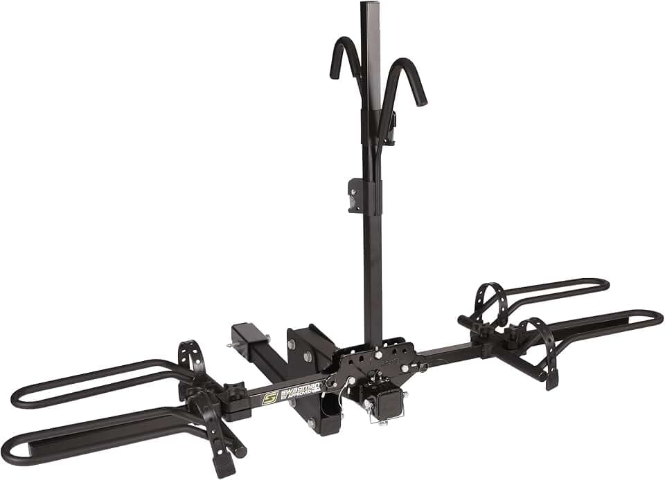 Swagman Nomad RV Approved Bike Rack – Hitch Mount Carrier for 2 Bikes, 35 lbs per Bike, 6” Increased Ground Clearance, Ratcheting Hook System, Foldable Design, 2" Receiver