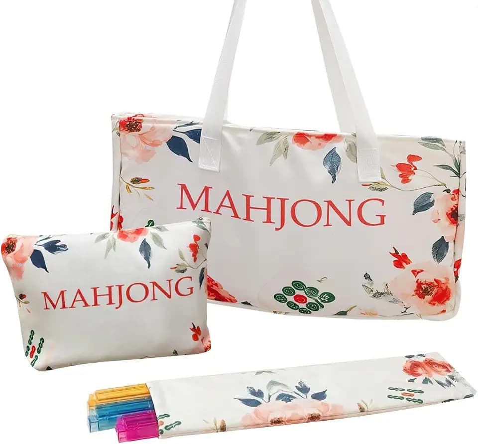 Mahjong Bag & Mahjong Tile Bag Set - Large Mahjong Accessories Carrier, Mahjong Bags for Tiles and Racks Storage Tote, Mahjong Rack Bag Organizer, Perfect for Mahjong Accessories and Gifts（Case Only）