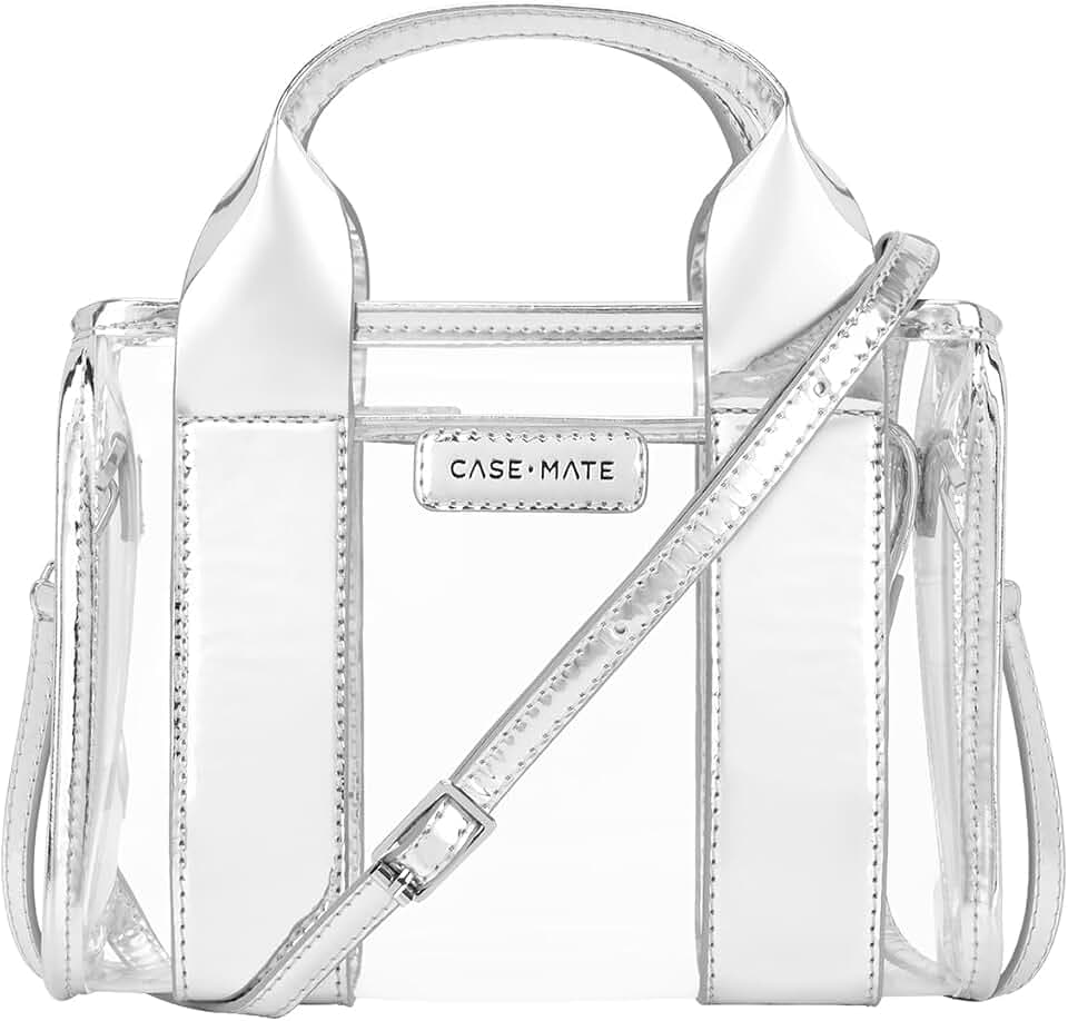 Case-Mate Jelly Stadium Bag for Women - Silver Chrome/Clear