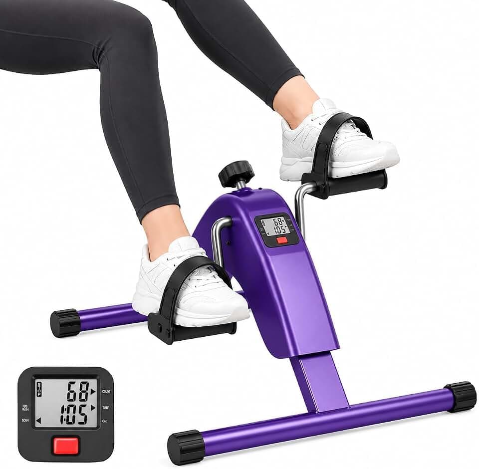 an Pedal Exerciser, Under Desk Bike for Adults, Mini Exercise Bike | Adjustable Resistance Foot Peddler for Sitting Desk, Under Desk Bike with LCD Monitor for Home Office