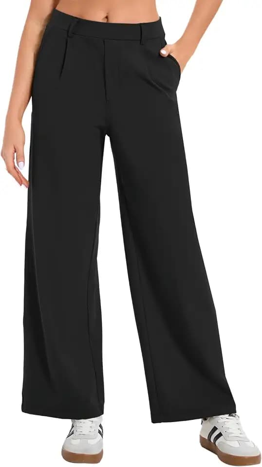 Oyamiki Women's Business Casual High Waisted Dress Pants with Pockets Wide Leg Work Pants Trousers Fashion Fall Outfits