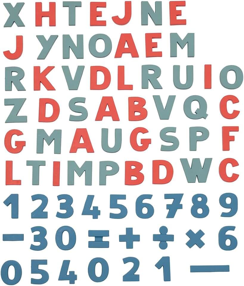 Smoby - 72 magnetische Buchstaben und Zahlen - magnetische Großbuchstaben, Zahlen und Rechenzeichen, für Vorschulkinder, für Kinder ab 3 Jahren