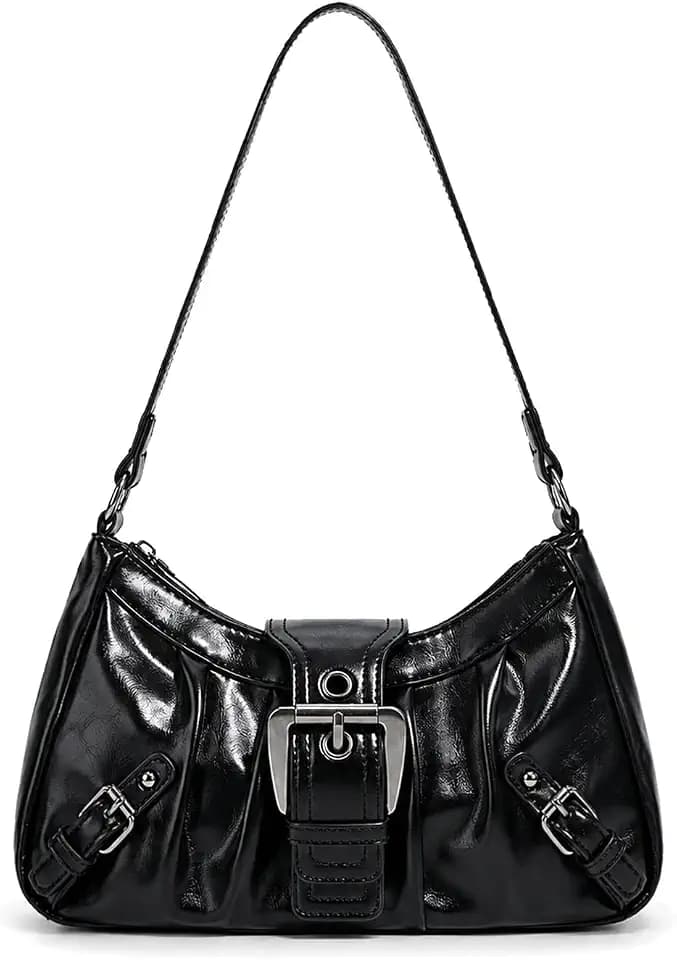 Women Y2k Trendy Shoulder Bag Small Cute Hobo Bag Top Handle Clutch Purse Buckle Punk Handbag