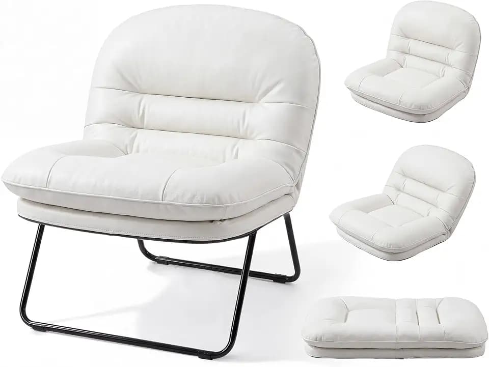 DUMOS Comfy Saucer Chair, Small Foldable Floor Chair, PU Leather
