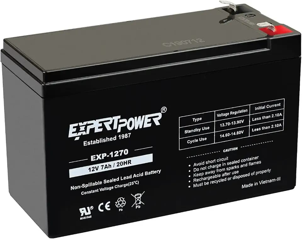ExpertPower EXP1270, 12V 7Ah Battery SLA Rechargeable with F1 Terminals