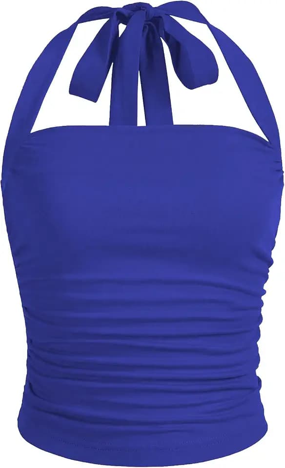 SOLY HUX Women's Y2K Ruched Halter Tops for Women