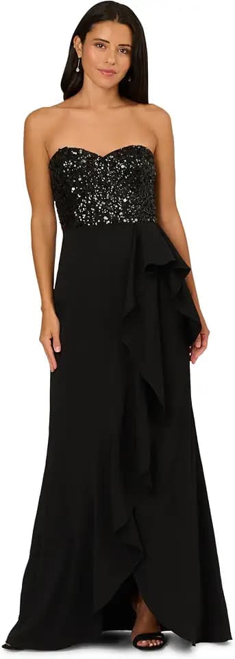 Adrianna Papell Women's Strapless Bead Mesh Dress