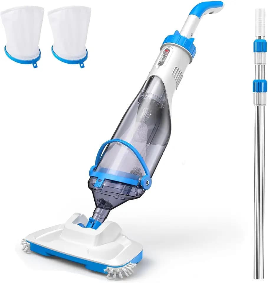 Pool Vacuum for Above Ground Pools & Inground Pools, 2026 Update for Motor, Consciot Rechargeable Handheld Cleaner with Telescopic Pole, 18.5 GPM Suction, 13.4" Head, 60-Min Runtime