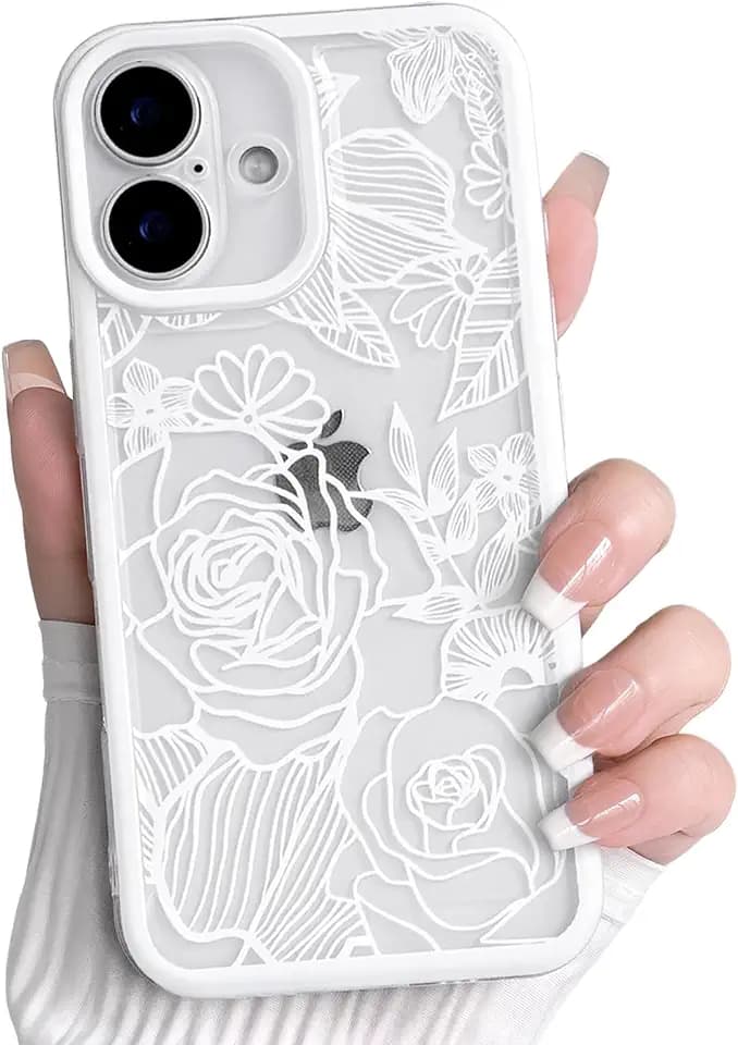 NITITOP for iPhone 17 Case Clear Cute Flower - White