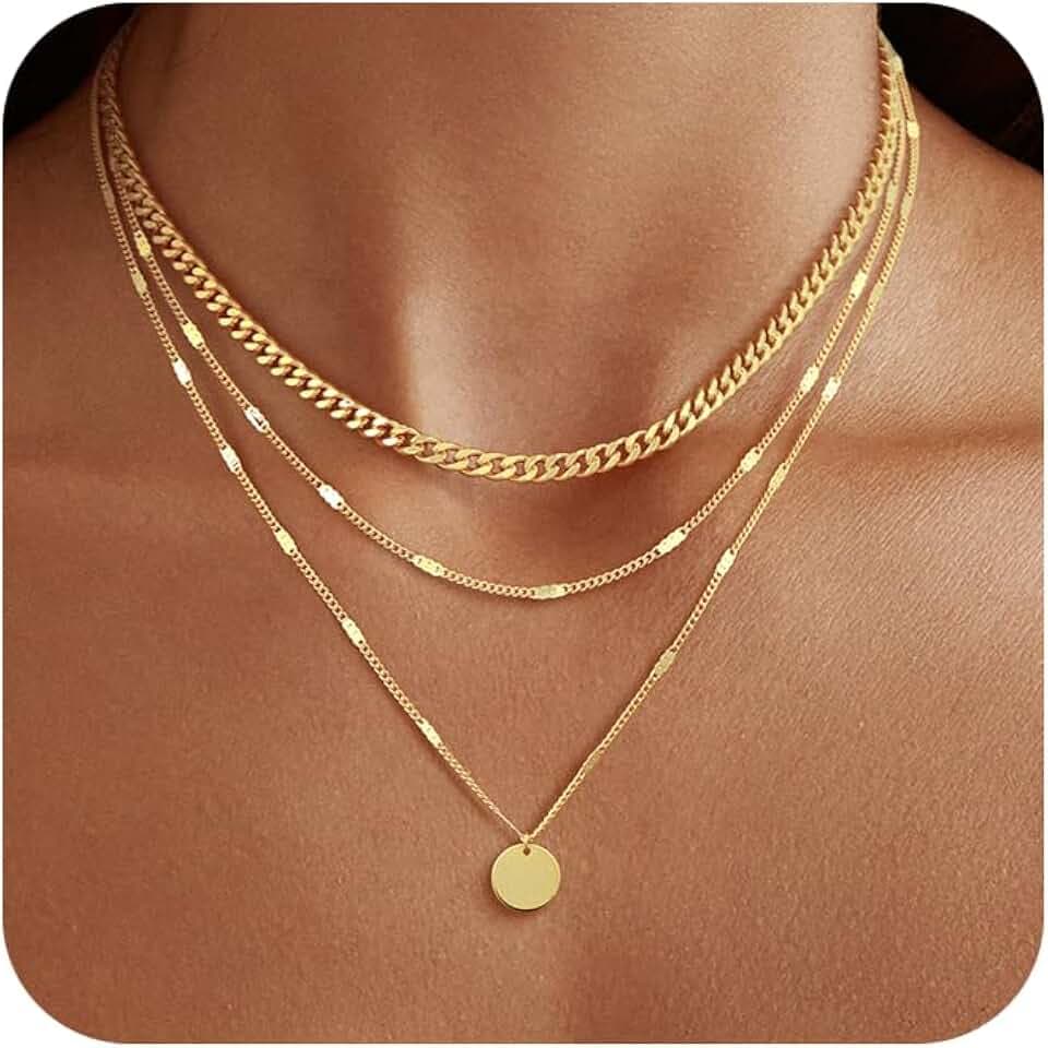 14K Gold Plated Layered Necklaces For Women Gold Necklace Set, Cuban Link, Snake Chain, Paperclip Layered Chains, Twisted Rope and Twisted Chain, Trendy Layering Necklace