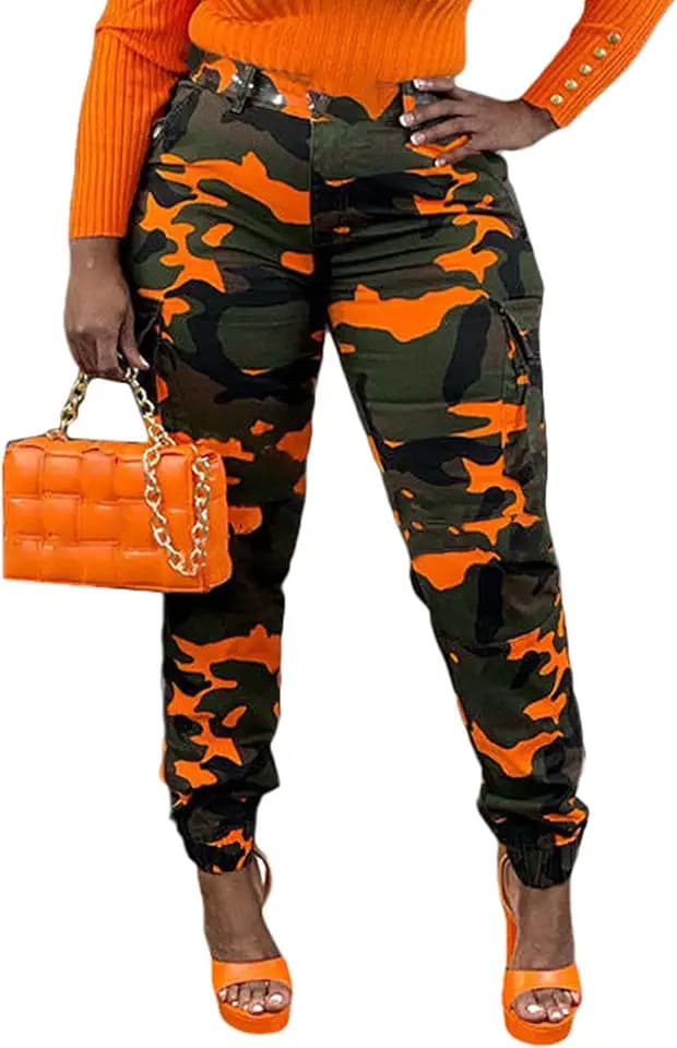 Famnbro Women Camo Cargo Pants Army Fatigue Casual Camouflage Joggers