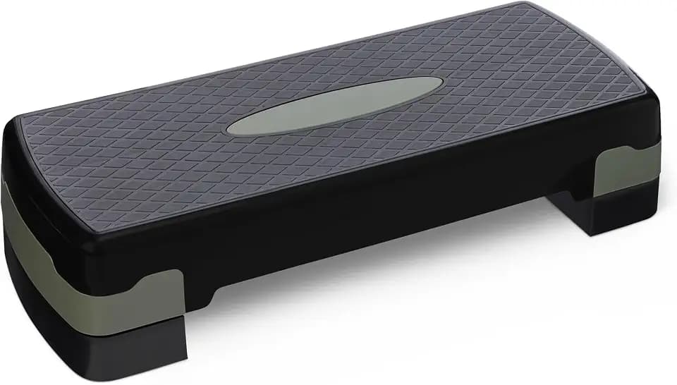 Amazon Basics Aerobic Exercise Step Platform, Adjustable Workout Stepper for Home Fitness, 27", Black/Grey