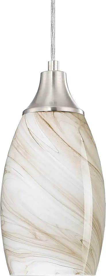 karyfine Mini Pendant Lights Kitchen Island Beige Marble Glass Lamp Shade Hand Blown Glass Pendant Light with Brush Nickel Finish Adjustable Cord for Kitchen Over Sink Hallway,Dining Room