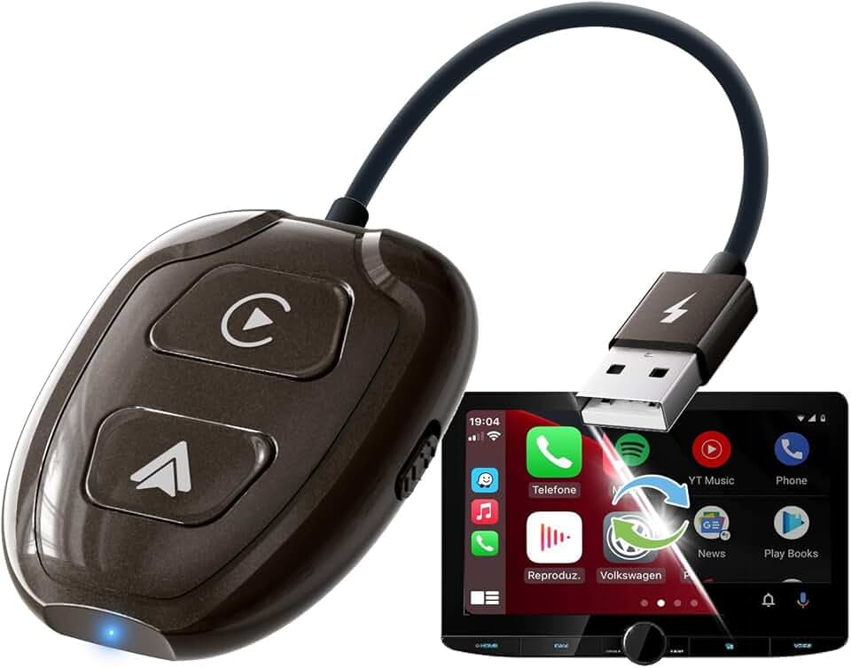 Uniytriox Carplay Wireless Adapter, Wireless Carplay Dongle für iPhone, Konvertieren Werkseitig Verkabeltem OEM CarPlay zu Wireless, Plug and Play von USB-A auf USB-C, Kompatibel mit Autos 2015-2024
