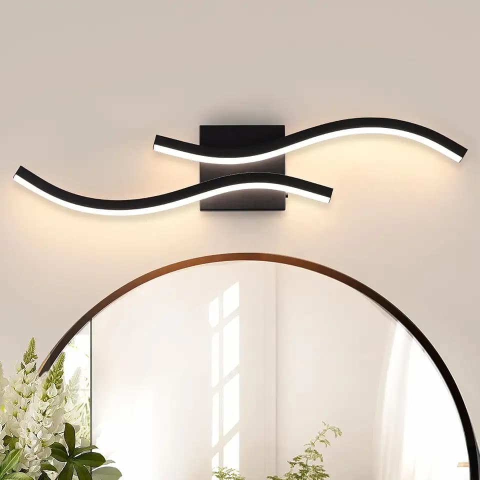 24inch Bathroom Vanity Light Fixture, 26W 5CCT Dimmable Modern Led Bathroom Light Fixtures Over Mirror, Black LED Vanity Lighting Bar for Bathrooms (Black, 24inch)