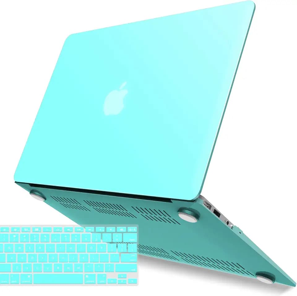 IBENZER Compatible with Old Version MacBook Air 13 Inch Case (2010-2017 Release). Models: A1466 / A1369, Plastic Hard Shell Case with Keyboard Cover for Mac Air 13, Turquoise, A13TBL+1 N