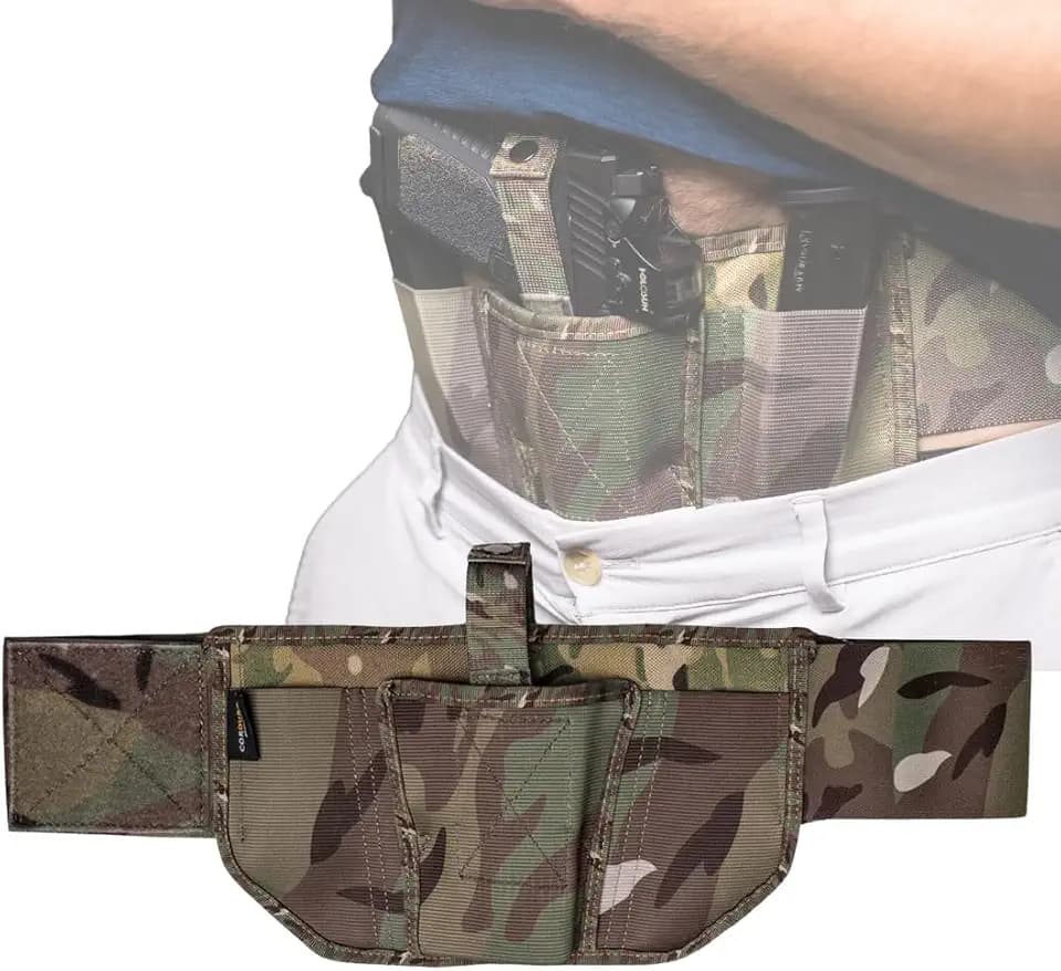 VNSH Belly Band Holster for Concealed Carry with 2 Built-in Mag Pouches