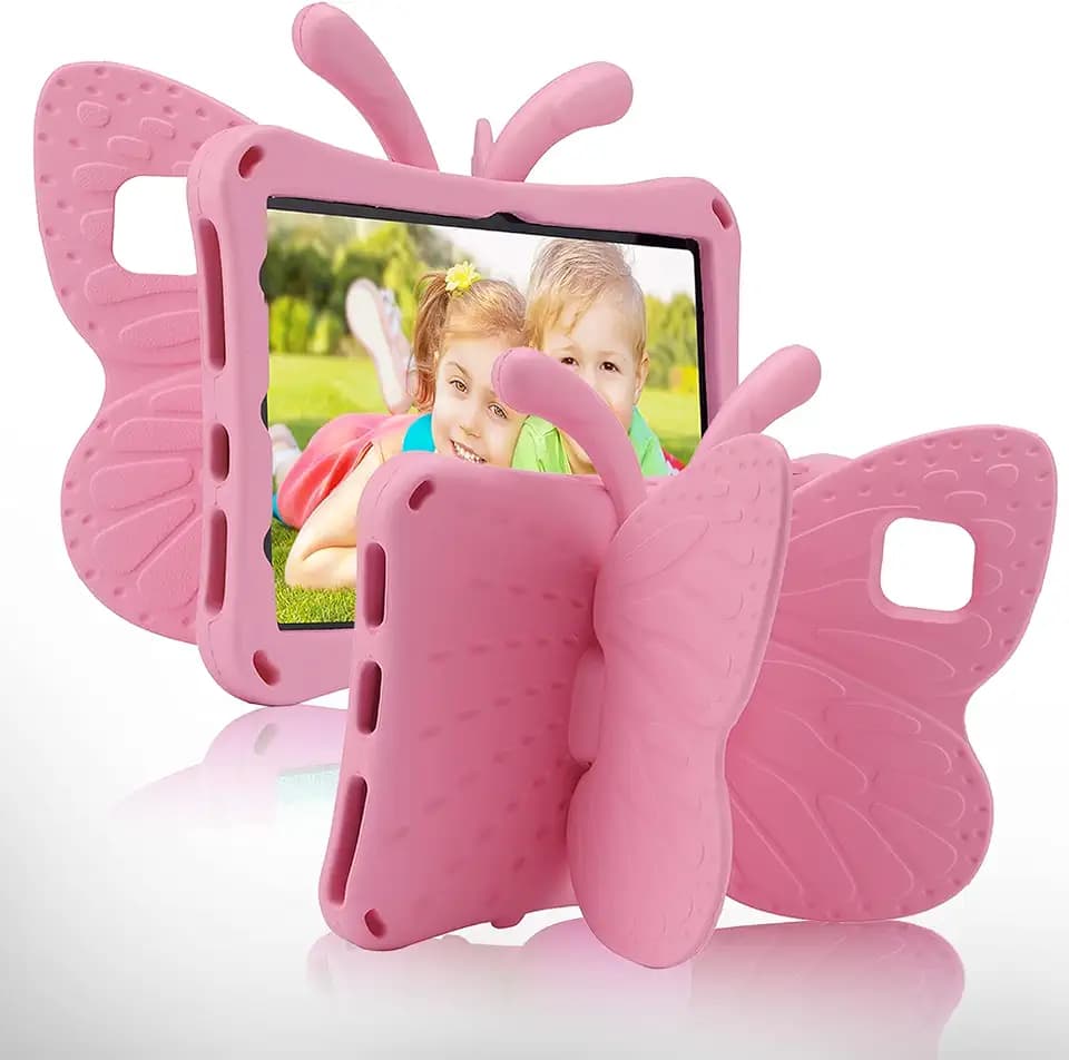 Simicoo Tab S8 X700, S7 T870 Kids Case (Pink) - Butterfly Design, Light Weight, Shockproof, Full Cover for 11 inch Samsung Tablets
