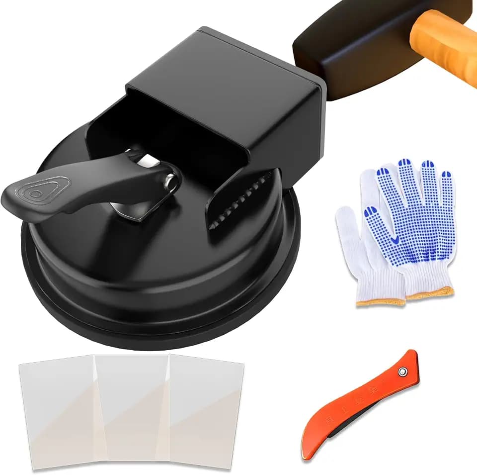 Floor Gap Repair Tool Kit - Professional Wood Laminate Vinyl Flooring Gap Fixer with Slotting Knife, 3 Adhesive Pads & Gloves for DIY Home Repair (Black)