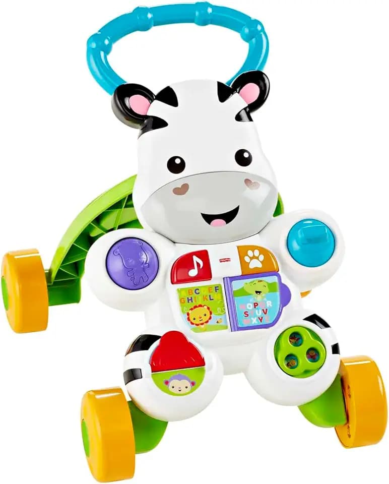 Fisher-Price Lern mit mir - Zebra Lauflernwagen, musikalisches Aktivitäts- und Gehspielzeug mit Lerninhalten, ab 6 Monaten, Deutsche Version, Reduzierte Verpackung, HBW56