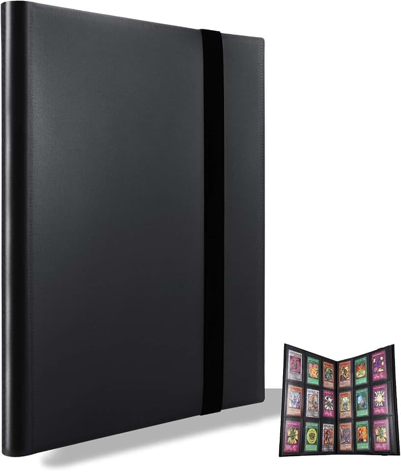 Premium 9 Pocket Sammelalbum, Sammelkartenalben mit 360 Kartenkapazität, Kartenhalter für Pokemon, YuGiOh usw (Schwarz)