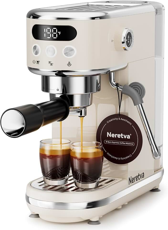 Neretva Espresso Machine 20 Bar Super Compact Espresso Coffee Machine-Beige