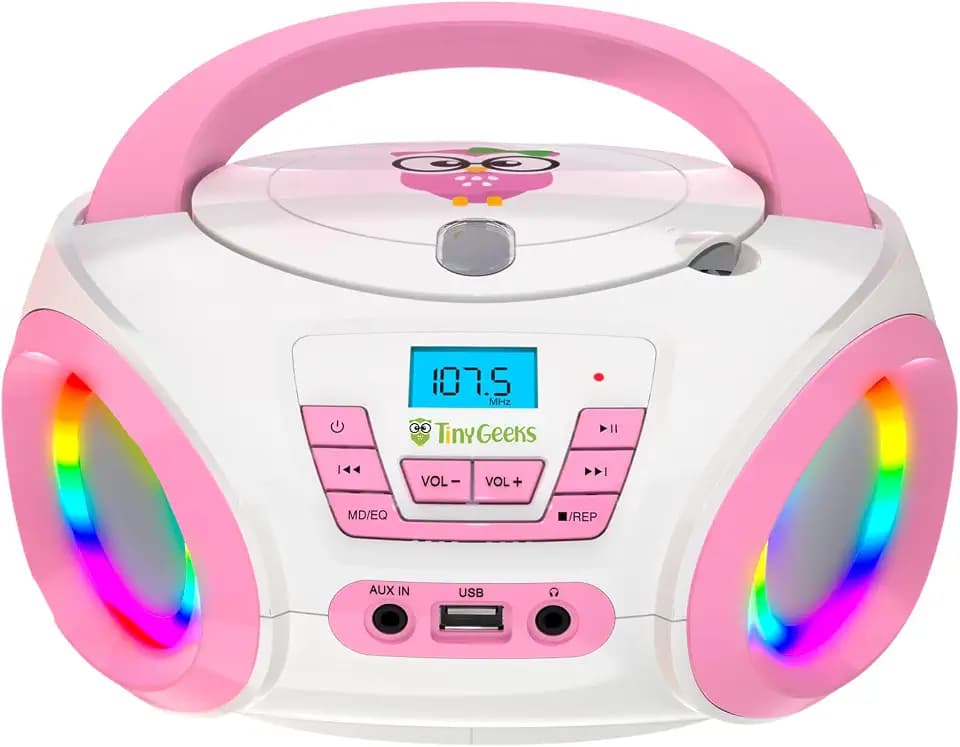 Tunes Boombox CD Player, Speakers and FM Radio - Rose