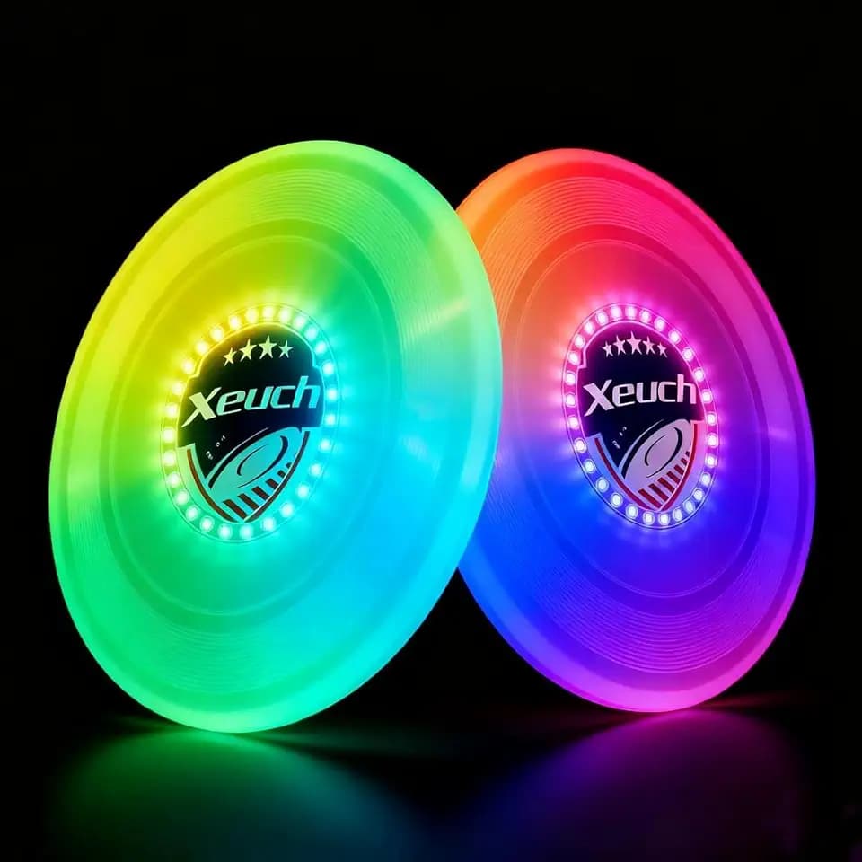 Xeuch Light Up Flying Disc, 175g, 16 Lighting Modes, 4 Brightness, 600mAh Rechargeable Battery, Built-in Timer and Sensor for Beach Camping Outdoor Games, Gift for Teens/Adults