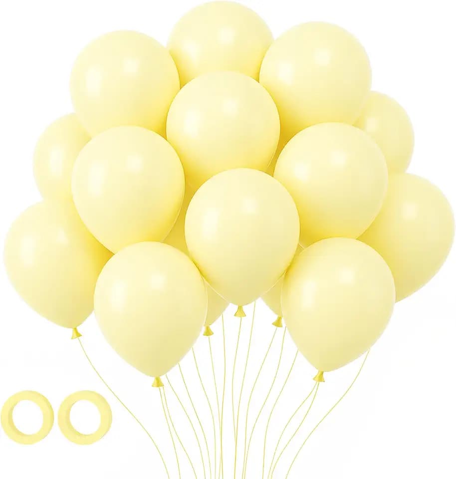 Voircoloria 105pcs Pastel Yellow Party Latex Balloons, 12inch