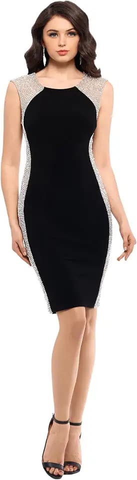 Xscape Womens Sleeveless Knee Length Beaded Contour Cocktail Dress (Reg and Petite) Special Occasion Dress