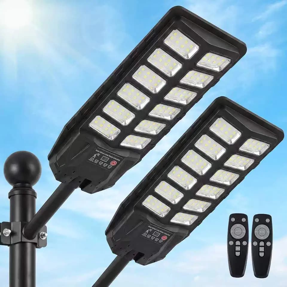 Solar Street Lights Outdoor Waterproof, 2 Pack Solar Flood Lights Outdoor Dusk to Dawn with Motion Sensor, Outdoor Solar Powered Light for Parking Lot, Garden, Yard, Pathway