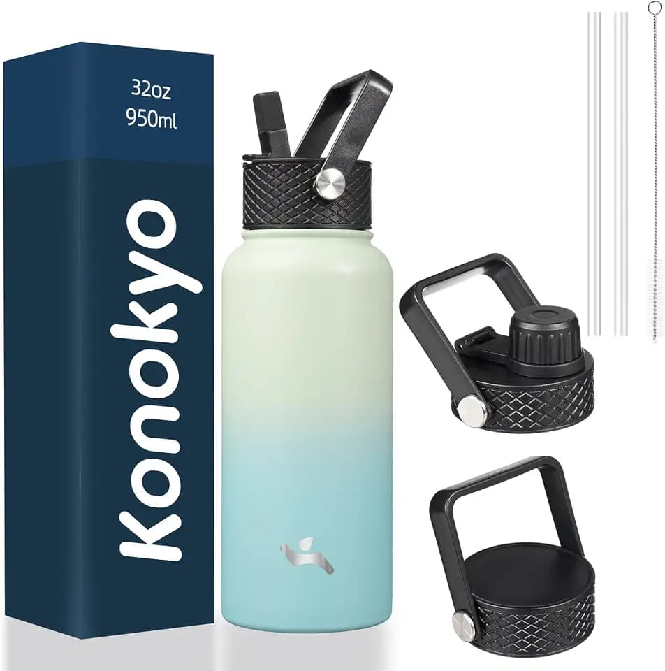 Konokyo 32 oz Insulated Stainless Steel Water Bottle with Straw Lid
