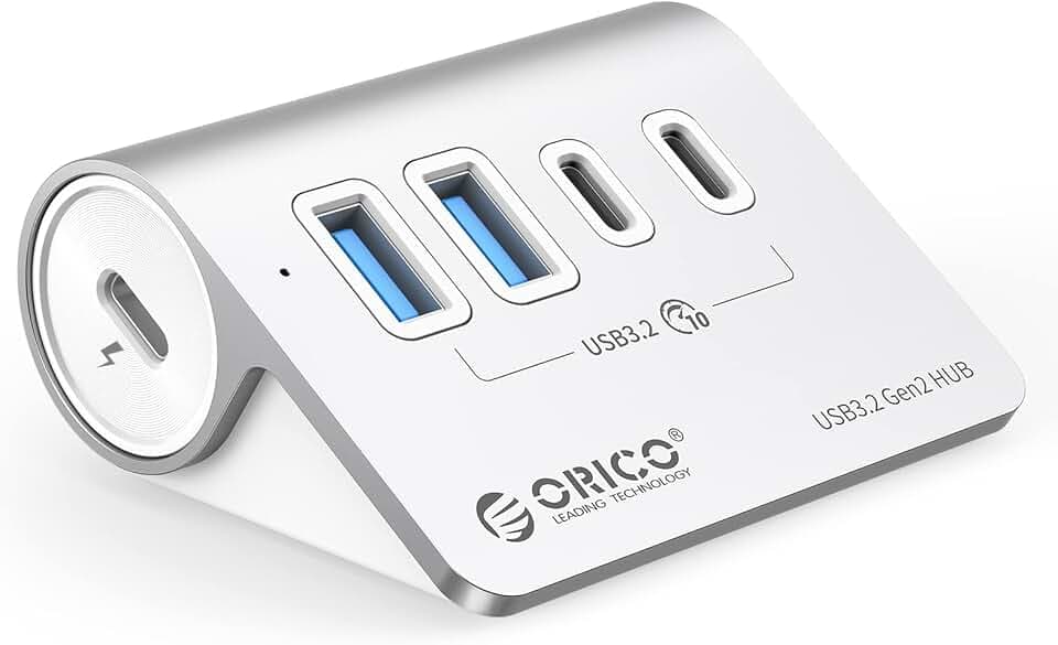 ORICO 4-Port Desktop USB 3.2 Hub, 10Gbps Aluminium USB Splitter for Laptop
