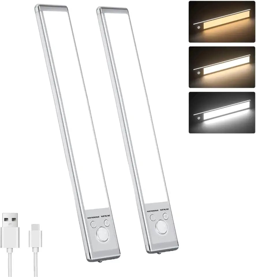 Slim Motion Sensor Under Cabinet Lighting, LED Rechargeable