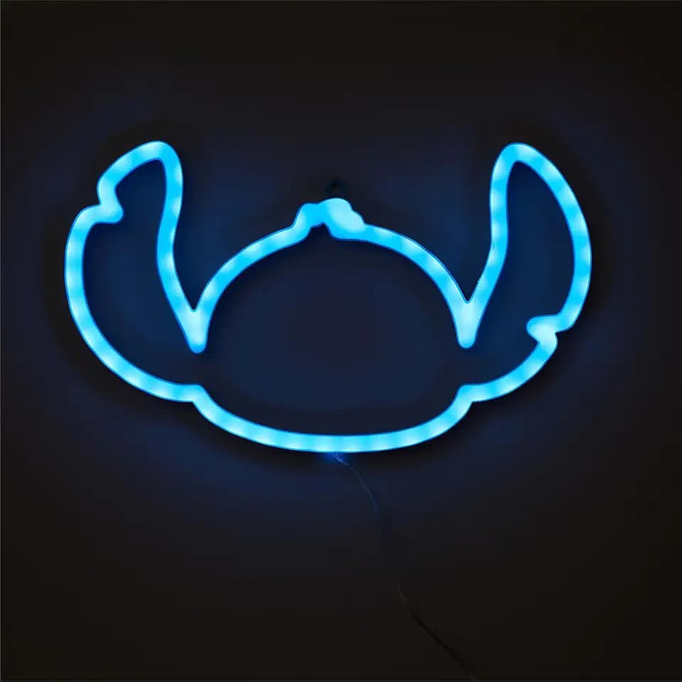 Disney Stitch Neon LED Wall Art – 6.8" x 11" Figural Light-Up Hanging Décor for Kids Bedroom or Playroom, Fun and Vibrant Room Accent