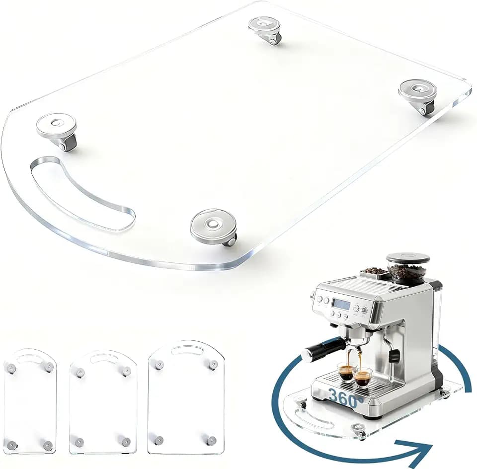 BiJun 360° Sliding Tray for Coffee Maker, Clear Acrylic (10"x14")