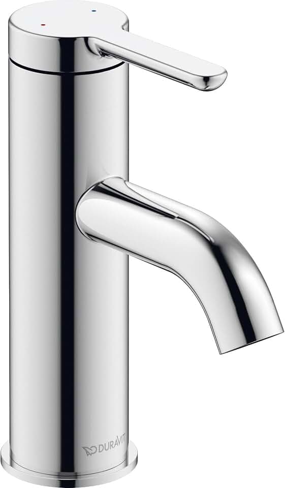 Duravit C.1 Waschtischarmatur, Größe S (Auslauf Höhe 66 mm), Wasserhahn Bad, Waschbecken Armatur mit Keramikkartusche, Chrom