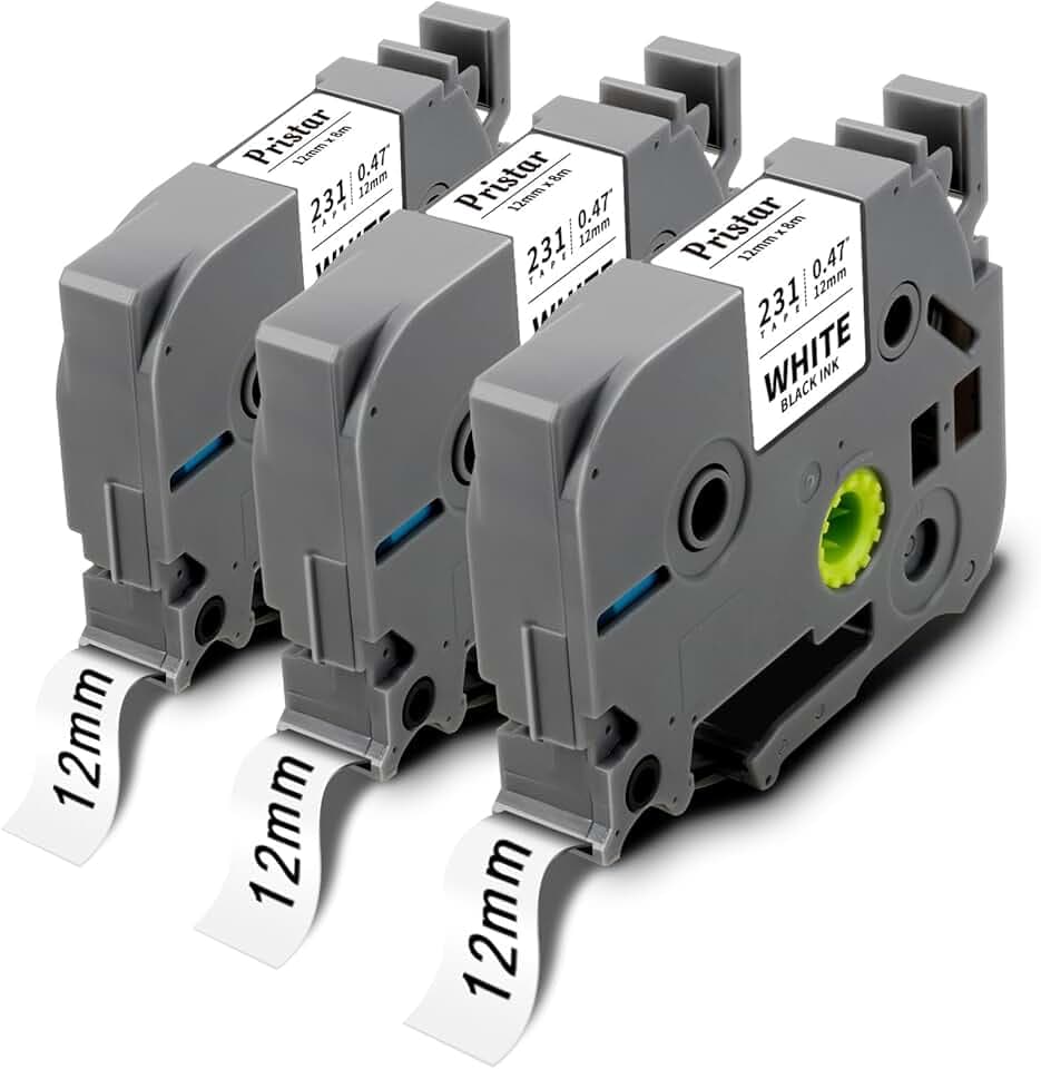 Pristar 3x Kompatibel für Brother P-touch Bänder für TZe-231 TZe231 TZ-231 TZe 12mm Schriftbänder für Brother P-Touch H100R H100LB H105 H110 H101 H107B D210 H100LB D410 H200 1000