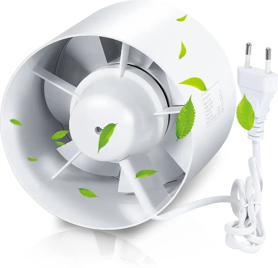 Rohrventilator 150mm mit Rückstauklappe – Starker 320m³/h Abluftventilator für Bad, WC, Küche, Gewächshaus, Zelt und Garage