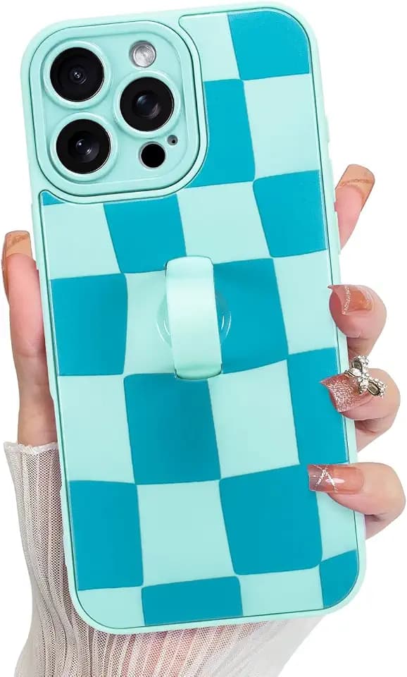 KANGHAR Compatible with iPhone 16 Pro Max Case Checkered -Blue