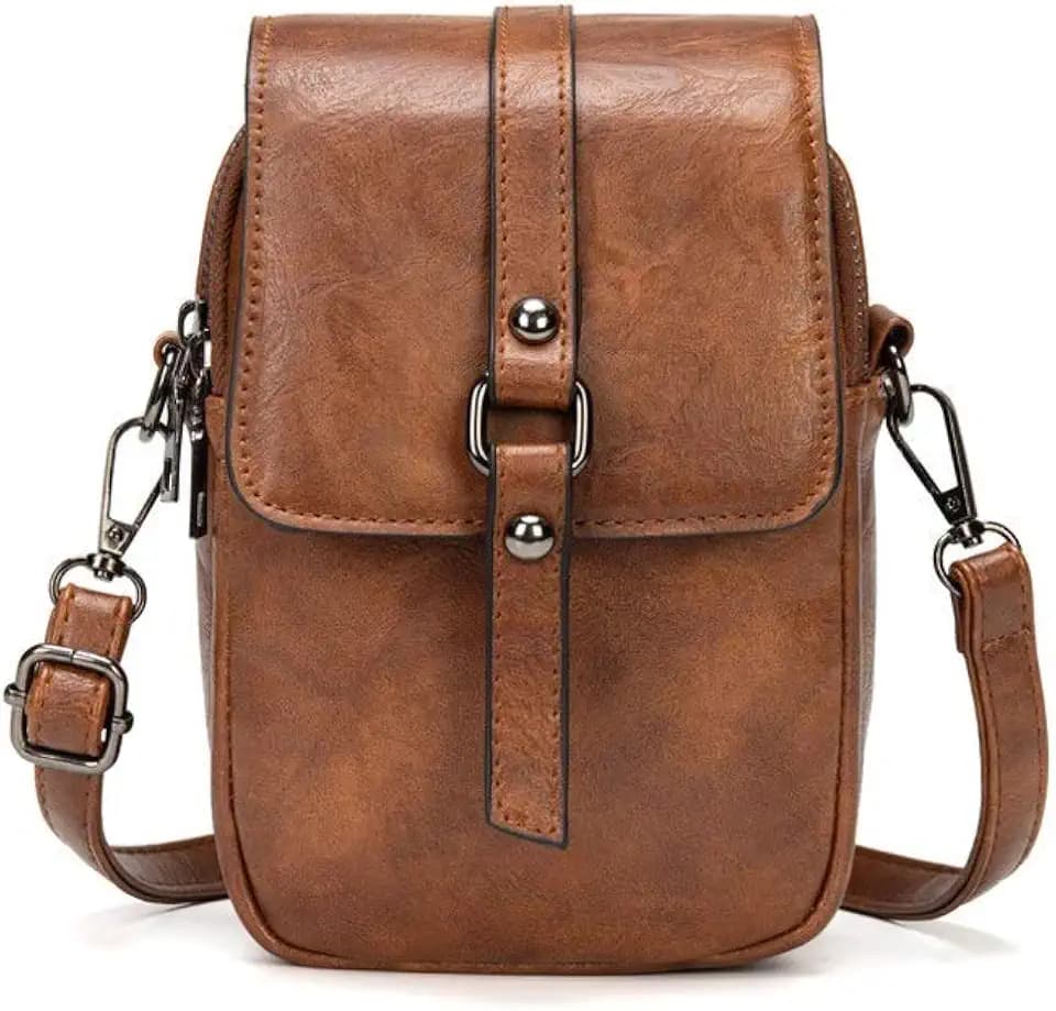 myfriday Vintage Crossbody Phone Bag for Women, Small PU Leather Shoulder Purse and Handbag