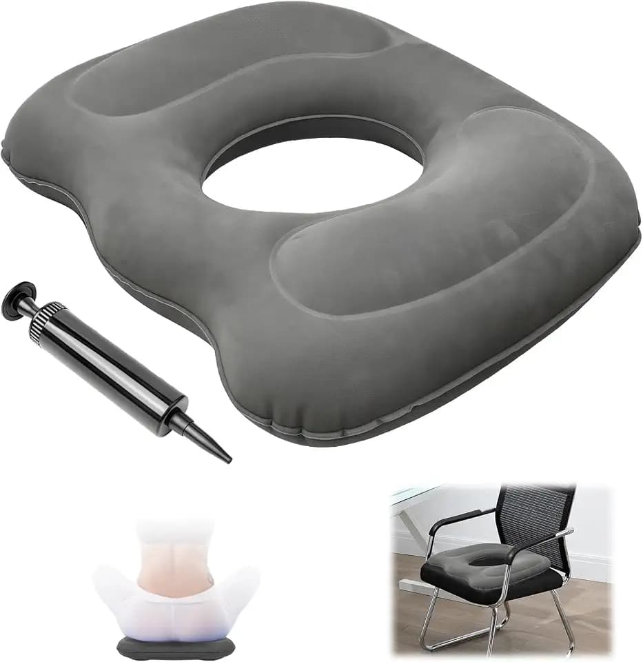 Multifunktionales Sitzkissen, Hämorrhoiden Sitzkissen, Aufblasbares Orthopädisches Rundkissen, Orthopädisches Sitzkissens mit Luftpumpe, für Steißbein Dekubitus Rollstühle Sitzring