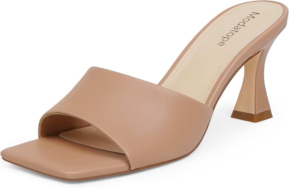 Modatope Womens Heeled Sandals Open Square Toe Heels for Women