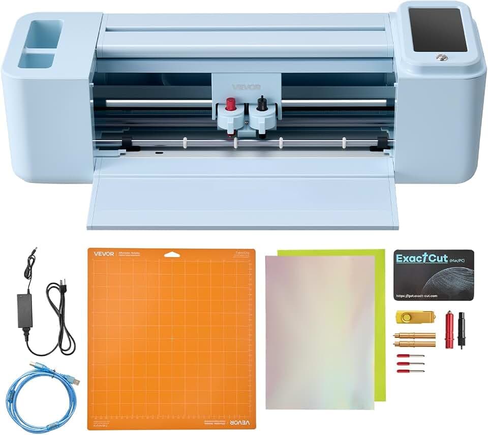 VEVOR Vinyl Cutting Machine, 12 in, Touchscreen-Controlled Vinyl Cutter, 20000+ Built-in Design Resources, Compatible with Mac, Windows, Android and iOS, for Creating Customized Crafts Cards, Decor