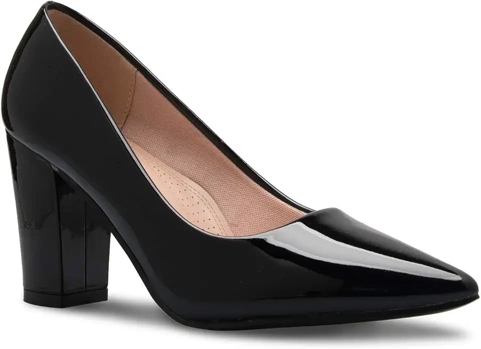 Olivia K Women's Classic Pointed-Toe Elegant Pumps Low Block Heel - Adorable, Comfortable