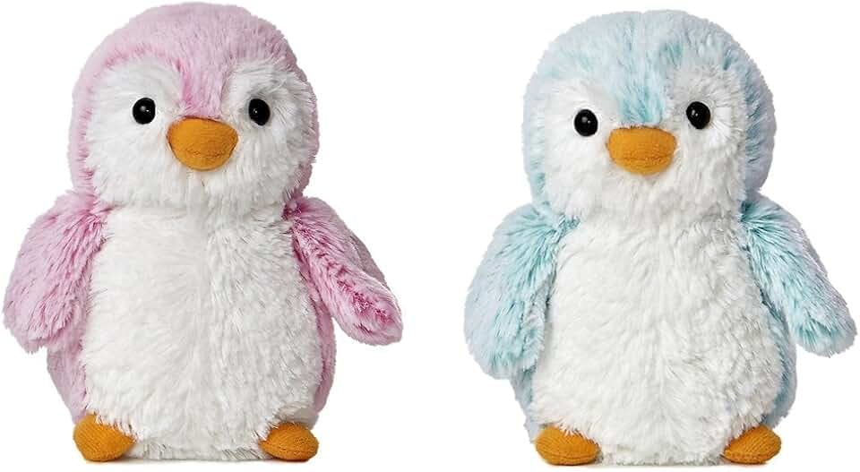 Aurora Pink and Blue Pom Pom Penguin 6 Inch Plush Bundle